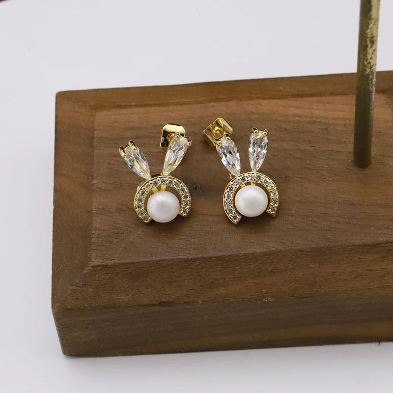 Natural Freshwater Pearl Earrings 18k Gold Plated Simple Baroque Irregular Vintage Earrings for Women