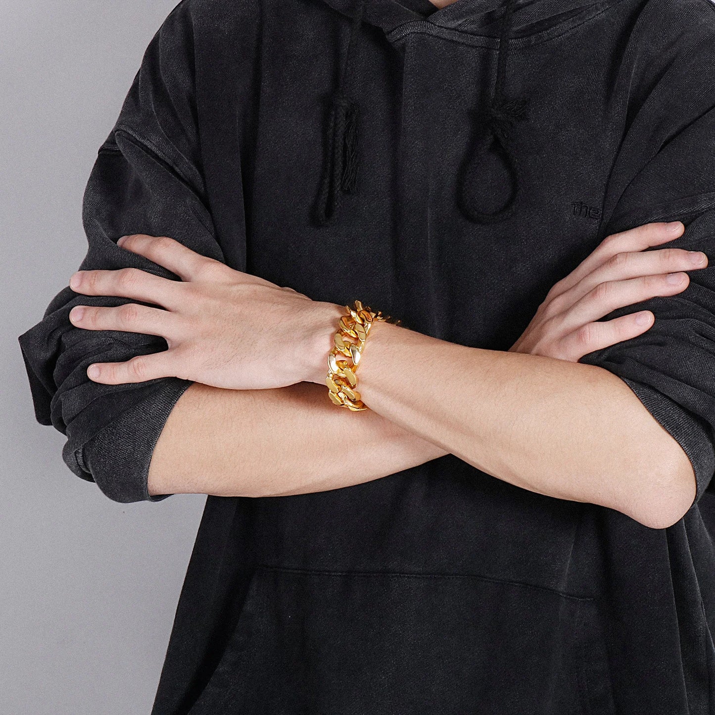 KALEN Domineering Stainless Steel Gold-plating Cuban Male Bracelet