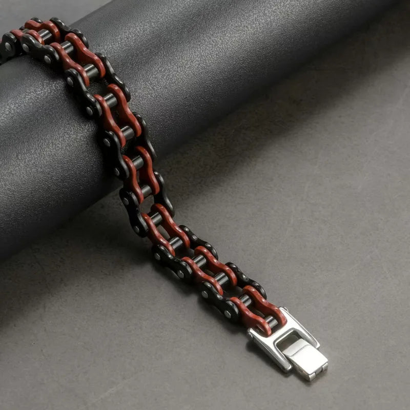 REBEL European American Punk Motorcycle Men's Bracelet Natural Stone Electroplating Rock Personality Chain