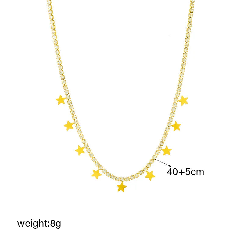 Gold Crystal Rhinestone Heart Necklace & Bracelet Jewellery Set | Sparkling Luxury Set