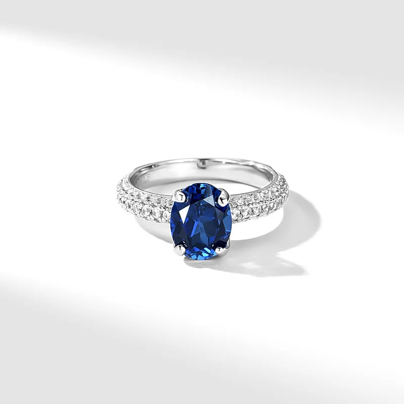 ArtistA 925 Sterling Silver Minimalist Infinity Ring Lab Grown Blue Sapphire Ring