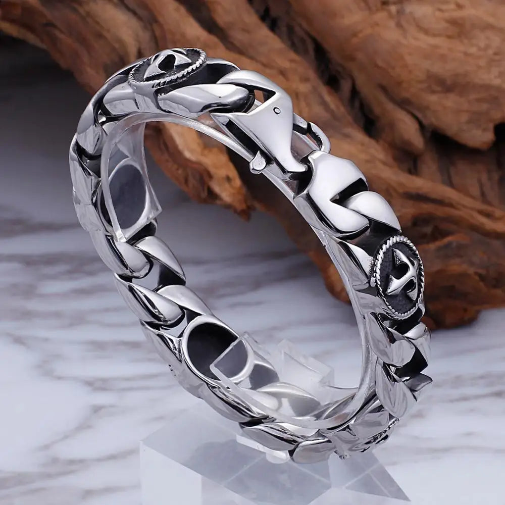 KALEN Stainless Steel Silver Cross Fashion Bracelets for Men