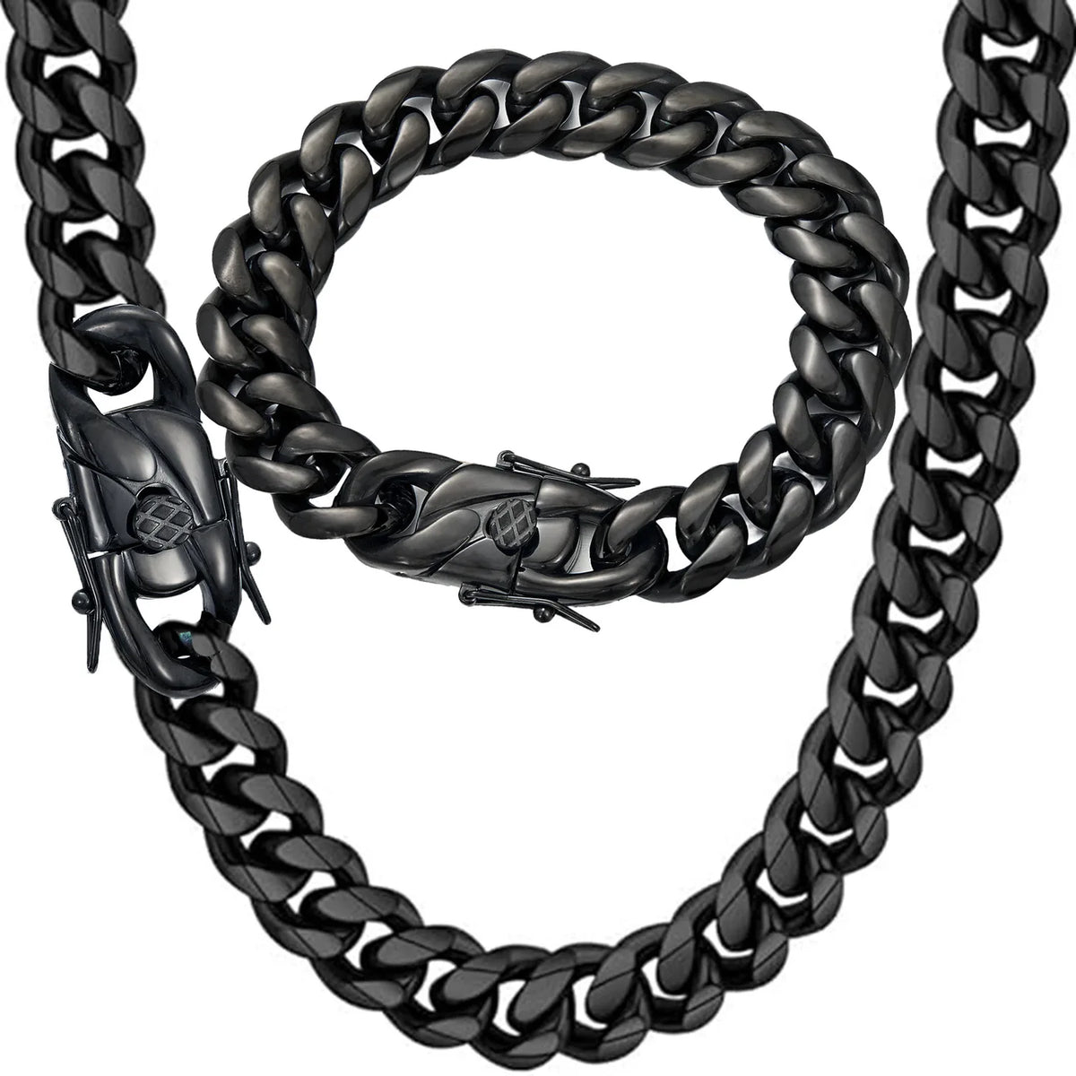 REBEL S&S REBEL 14mm Black Gun Plated Stainless Steel Cuban Link Chain