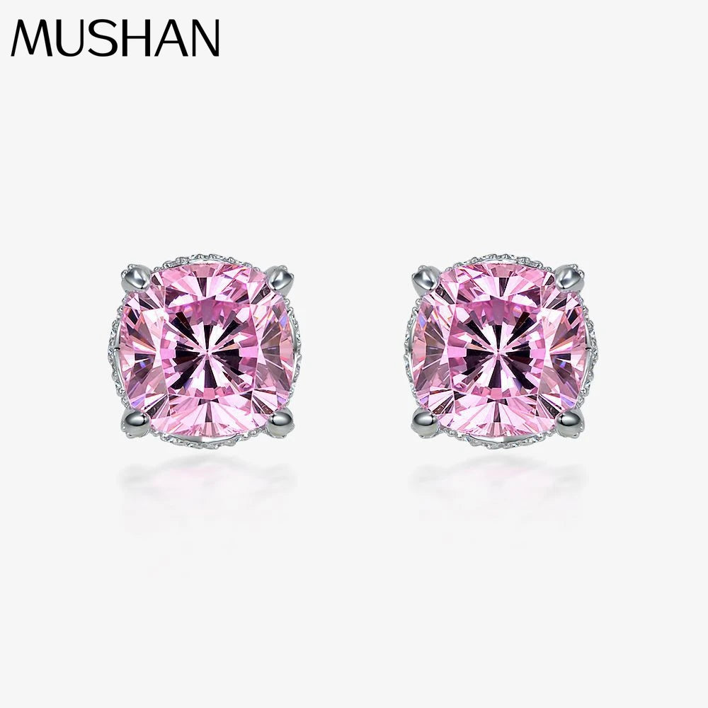 MUSHAN Jewelry Factory 925 Silver 5ct High Carbon Diamond Stud Earrings 10*10Simulation Diamond Earrings From Europe and America