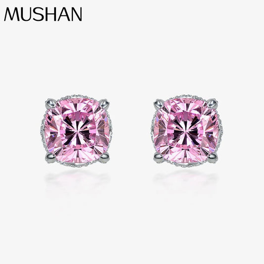 MUSHAN Jewelry Factory 925 Silver 5ct High Carbon Diamond Stud Earrings 10*10Simulation Diamond Earrings From Europe and America