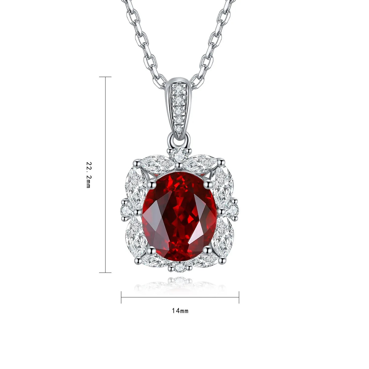 Gemfiori Anster 925 Sterling Silver High-quality Cultivated Ruby Necklace - Suitable for Parties or As a Gift