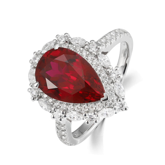 Gemfiori Factory Spot New Jewelry Pigeon Blood Red Emerald Sapphire Paraiba Lab Grown Gemstone Ring Exquisite Premium Grade Craftsmanship