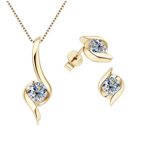 Hot Selling Fashion Jewelry Sets Love Couple 925 Silver Eternal 6.5mm 1ct  Moissanite Infinity Twist Pendant Necklace for Women