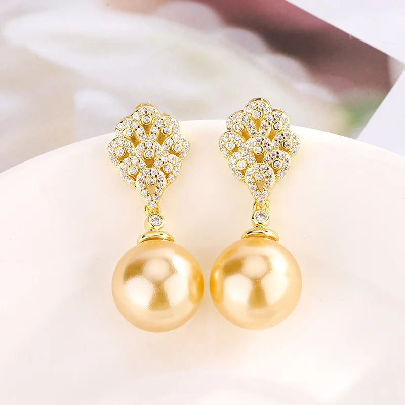 Gemfiori Korean Version of the New Exquisite and Compact Pearl Pendant Earring Set Fashionable and Luxurious Elegant Accessories
