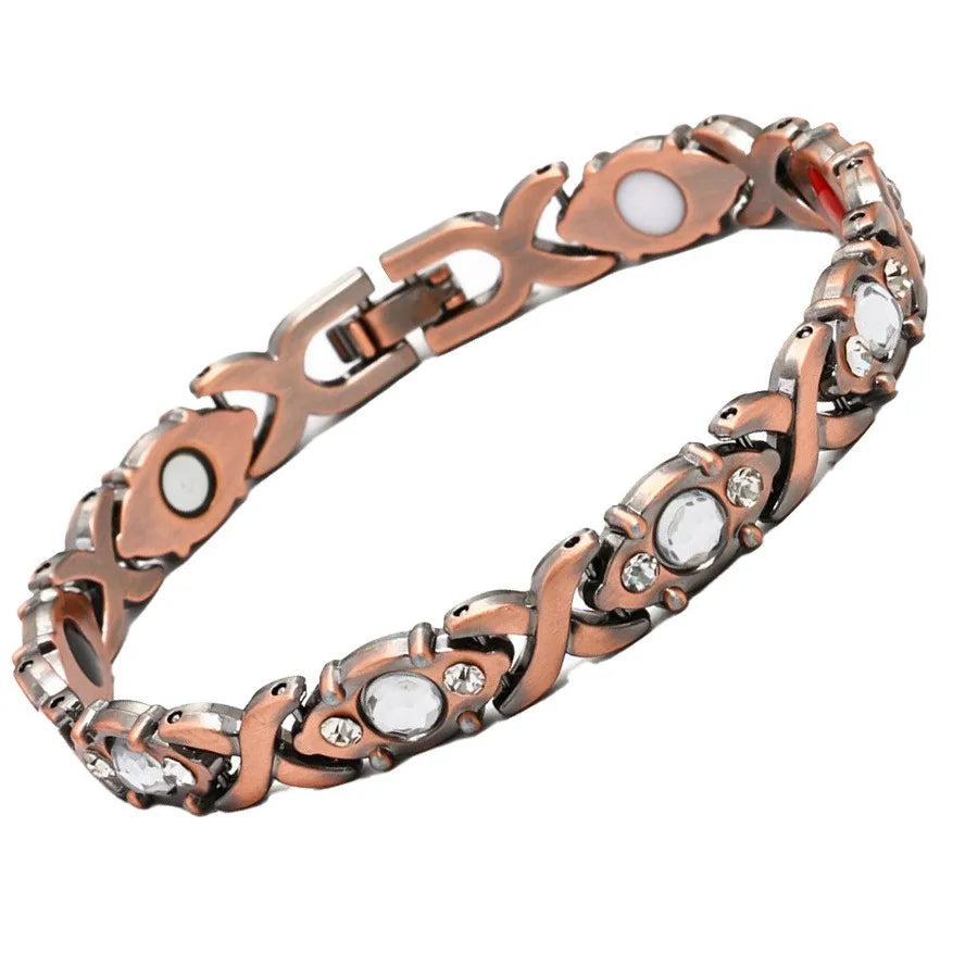 Euro-American Cross-border Hot-selling Magnetic Bracelet Stylish Luxury Lucky Clover Design Kevlar Natural Stone Single-Row