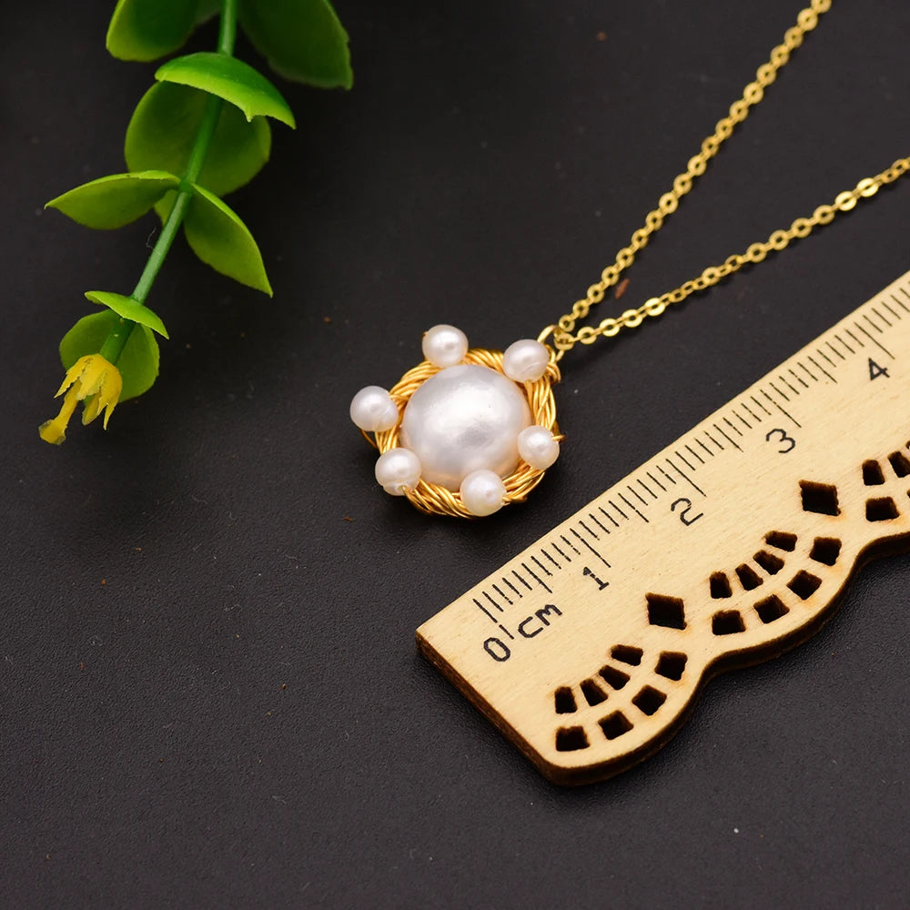 Natural Freshwater Pearl Pendant Necklace for Girl Party Gift Fashion Necklace Jewelry