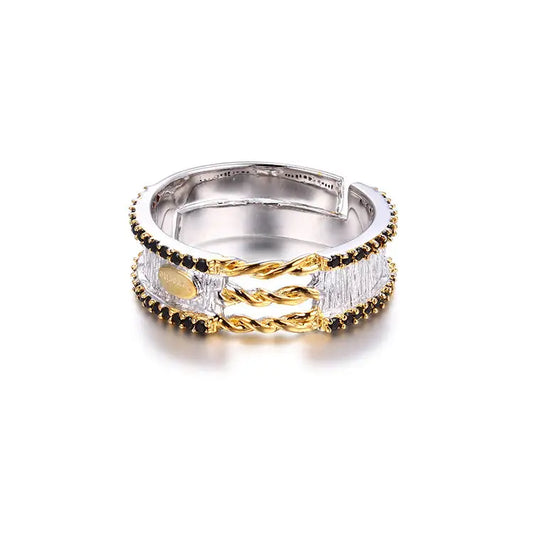 Handmade Fashion Black Spinel 925 Sterling Silver Ring