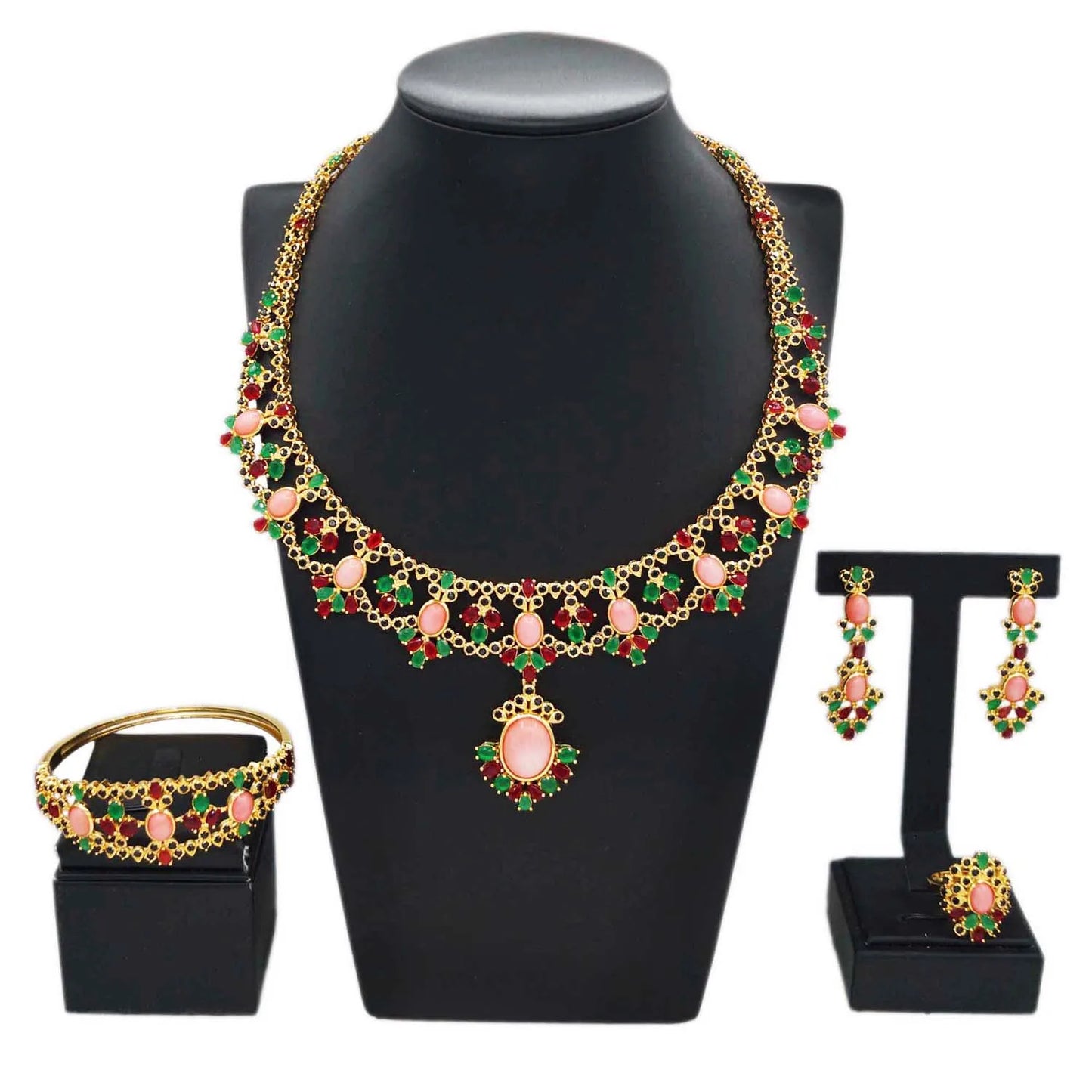 Zhuerrui Luxury Cubic Zirconia Jewelry Sets 5A Top Diamond Electroplated 4 Layers Thickened Gold Pebbles Jewelry Set HZ23072191