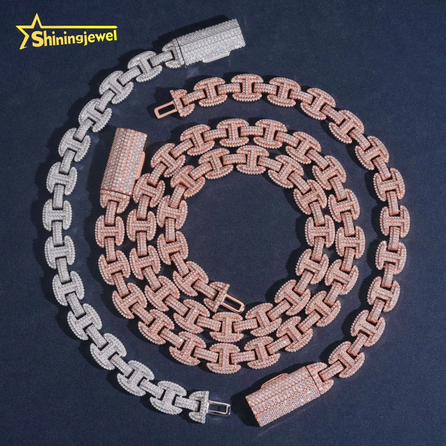 New Custom Hip Hop Bling Moissanite Fashion Men Necklace 12MM Thick Infinity Cuban Link Chain 925 Silver Men Chains