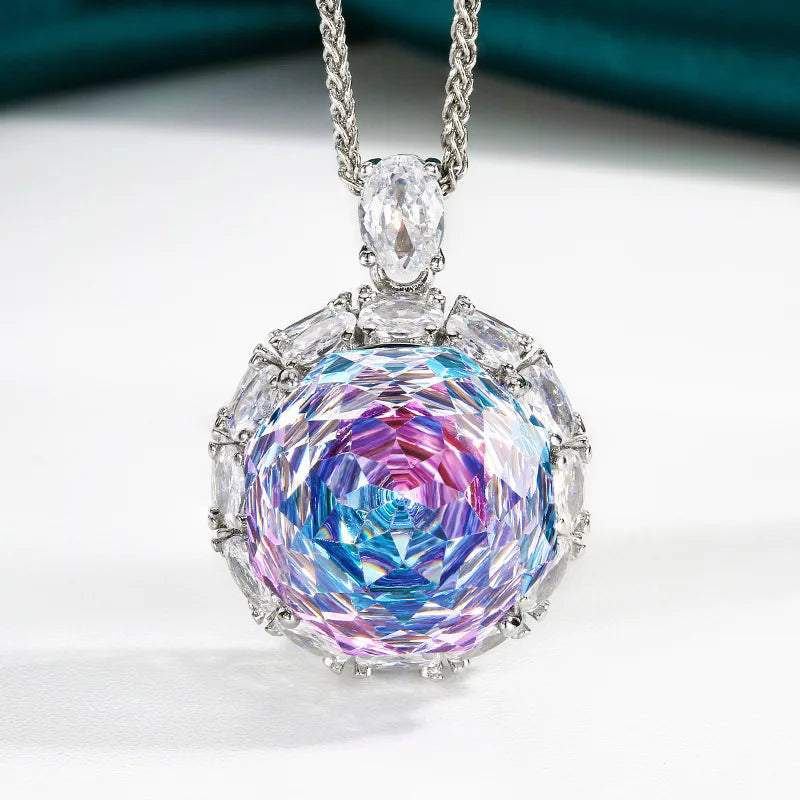 Gemfiori Light Luxury New Style Jewelry Gold Plated Madam Rose Light Luxury Pendant Necklace Ring Set 18-16m Wedding Jewelry