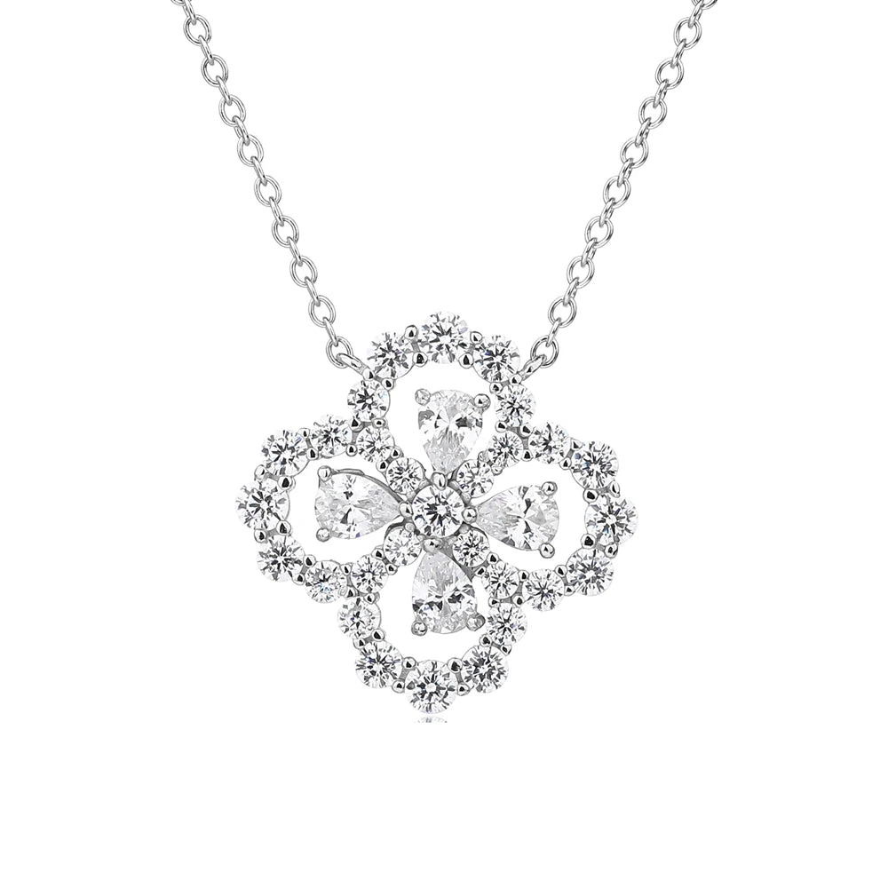 MUSHAN Jewelry Factory S925 Sterling Silver Four Leaf Clover Necklace for Women High Carbon Diamond Electroplated Gold Jewelry