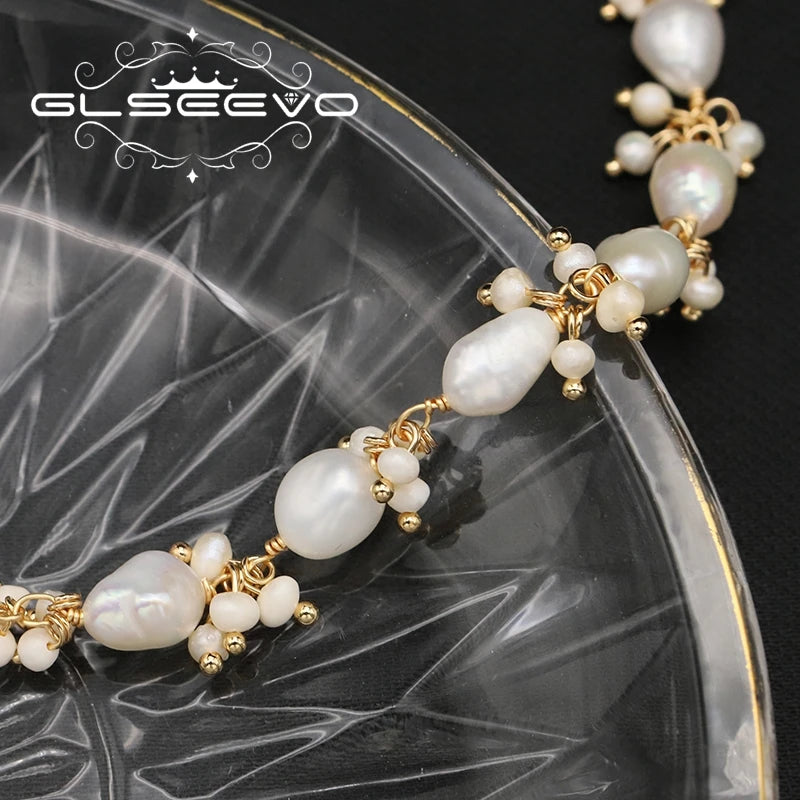 Natural Freshwater Pearl Baroque Short Necklace Luxury Gold Plated Charm Necklace Wedding Gifts for Brides Fine Jewelry