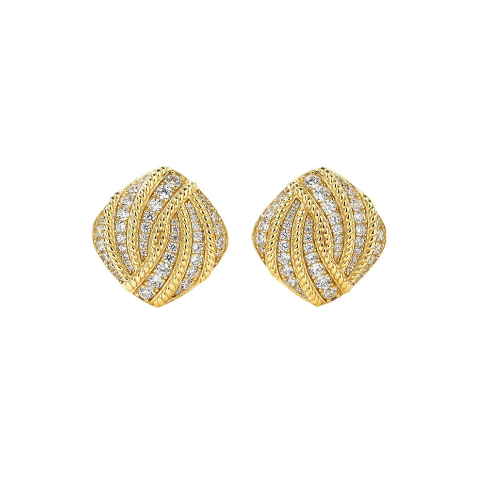 MUSHAN Jewelry Factory S925 Sterling Silver Stud Earrings Electroplated Gold High Carbon Diamond Cross-Border Jewelry Exquisite