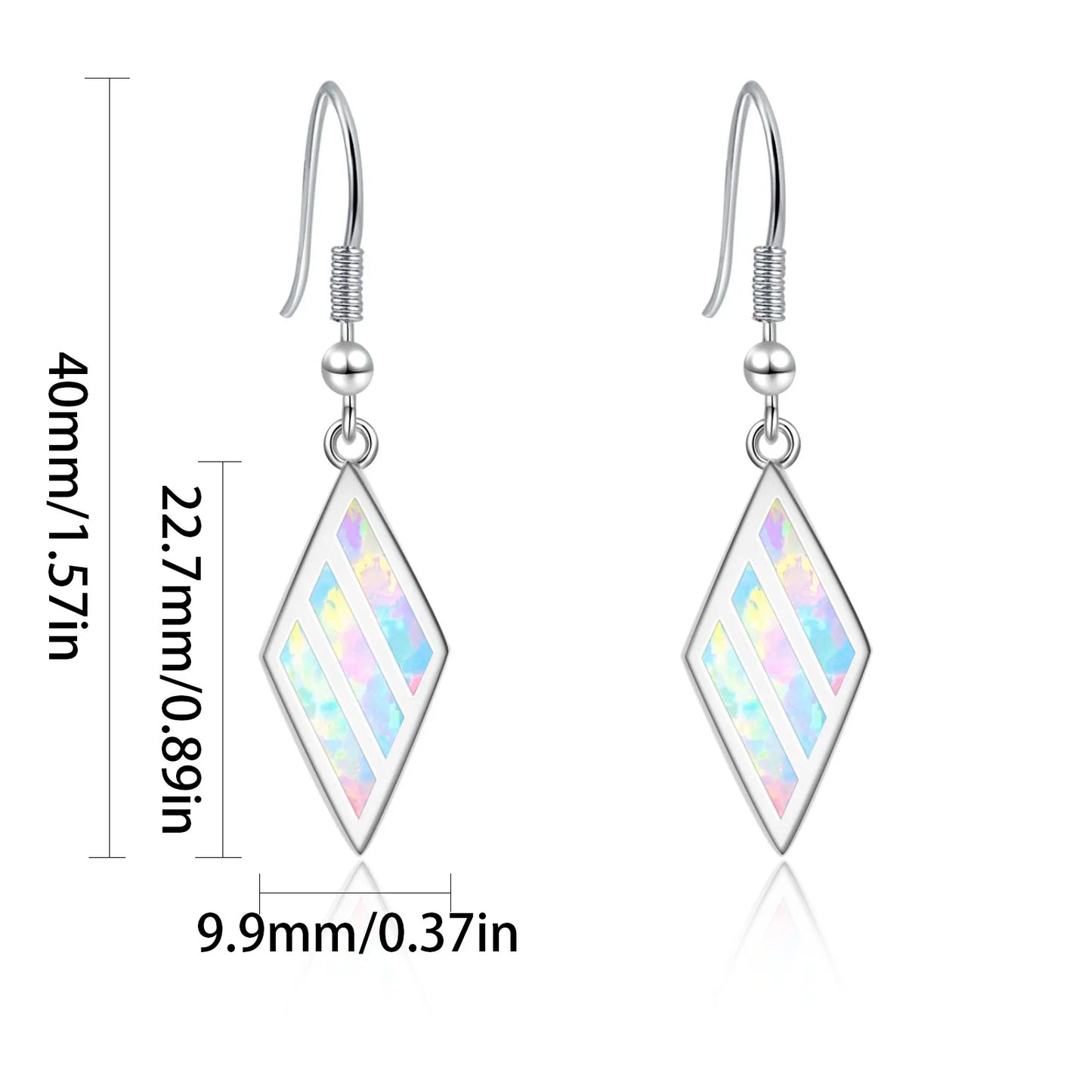 Geometric Opal Drop Earrings - Blue Fire Opal Solitaire & CZ Accent Design | Elegant Formal Jewelry Bulk Gifts