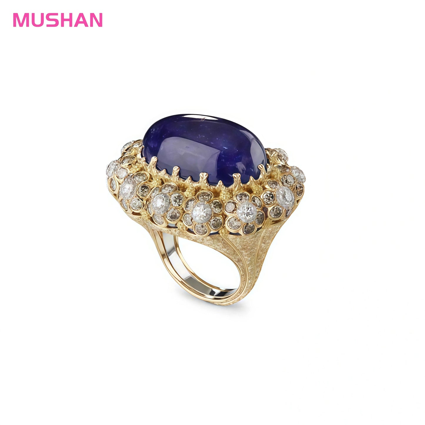 MUSHAN Jewelry Factory Direct Wholesale 8ct Blue Stones Carbon Diamond Luxury Pave Setting Rings 925 Sterling Silver Ring