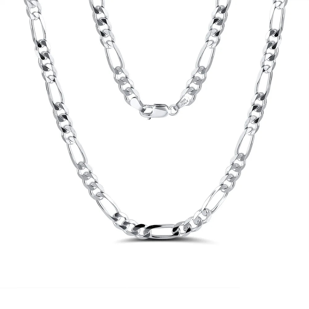 BiG-BOSS Mother-Child Figaro Chain S925 Sterling Silver Electroplated Unisex Necklace Pendant Hot-Selling Factory Direct
