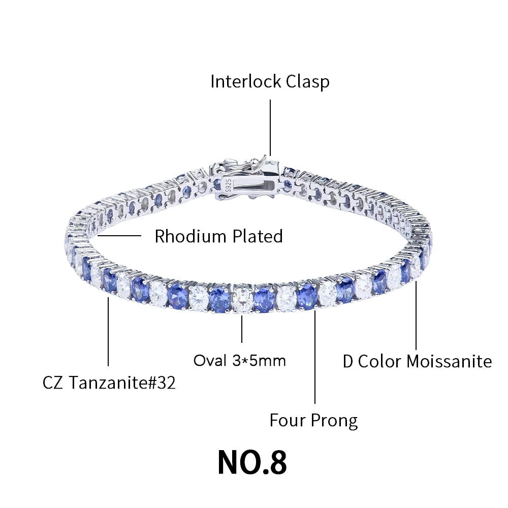 Wholesale Custom Women's Designer Gemstone Luxury 925  Silver Lab Grown Diamond Moissanite Cubic Zirconia Tennis Bracelet