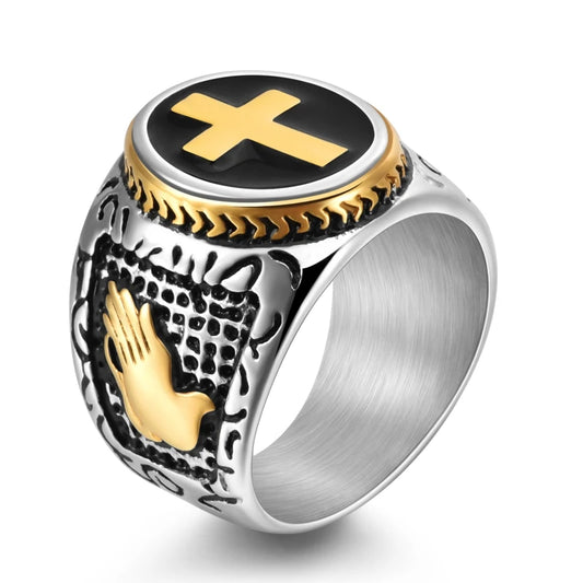 NEWLiFE REBEL Quayside Mark Cross Ring in Stainless Steel