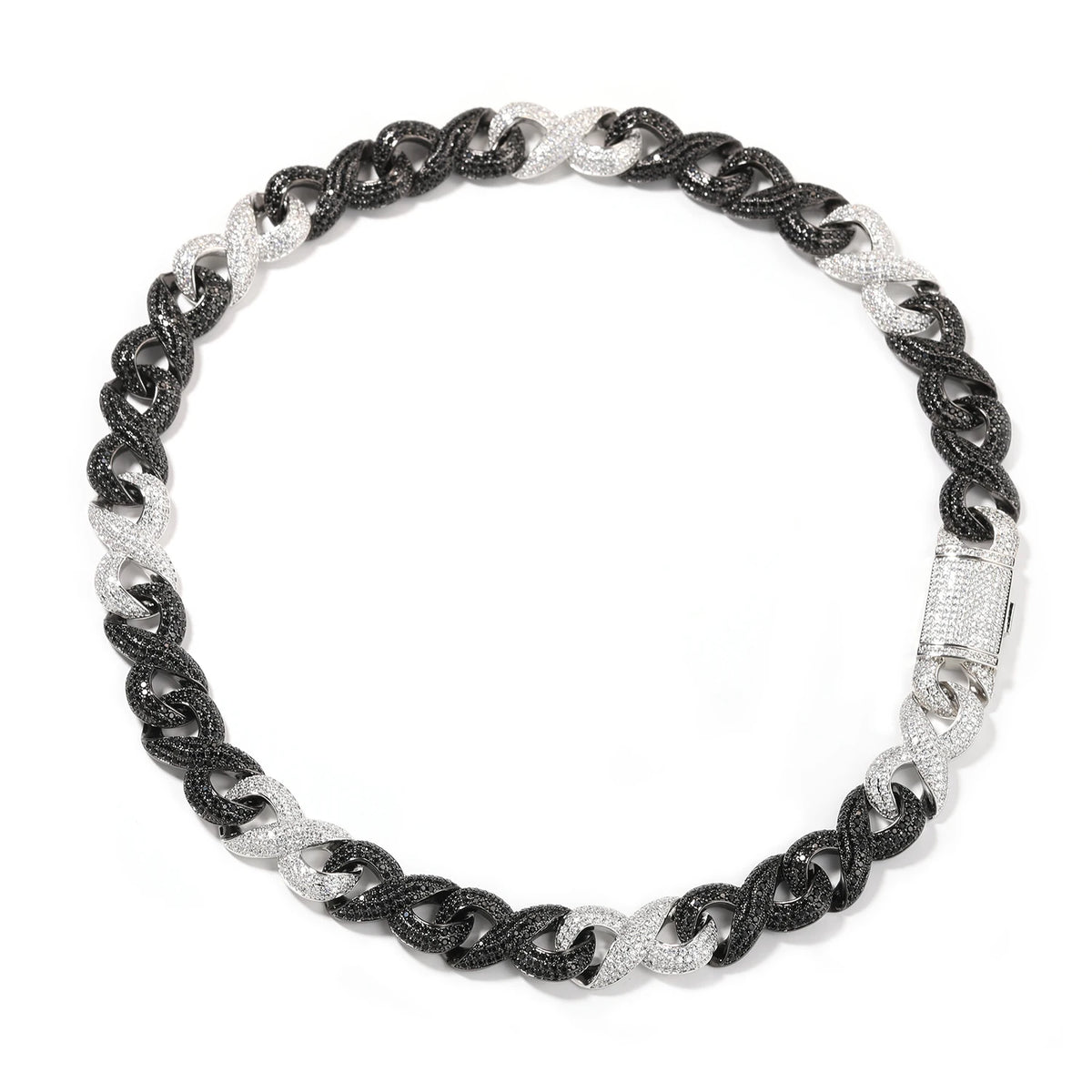 BiG-BOSS Wire Infinity Cuban Link Chain Platinum Plated Cuban Bracelet Necklace Hip Hop Iced Out Jewelry Cuban Chain with Black Zircon