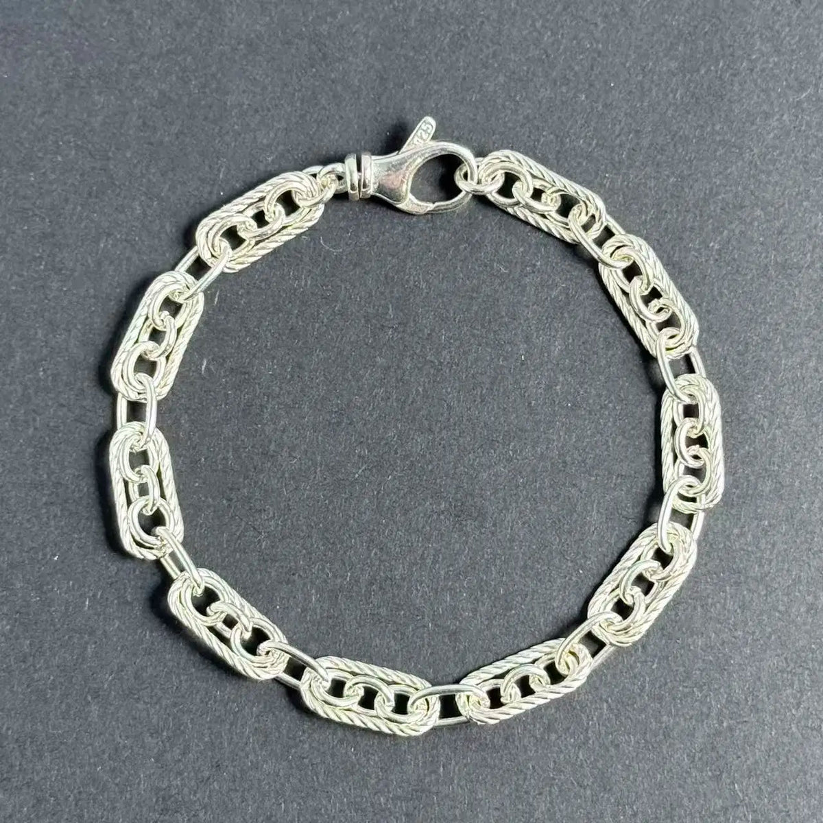REBEL 925 Sterling Silver 6mm Hip-Hop Cross Chain Link Bracelet