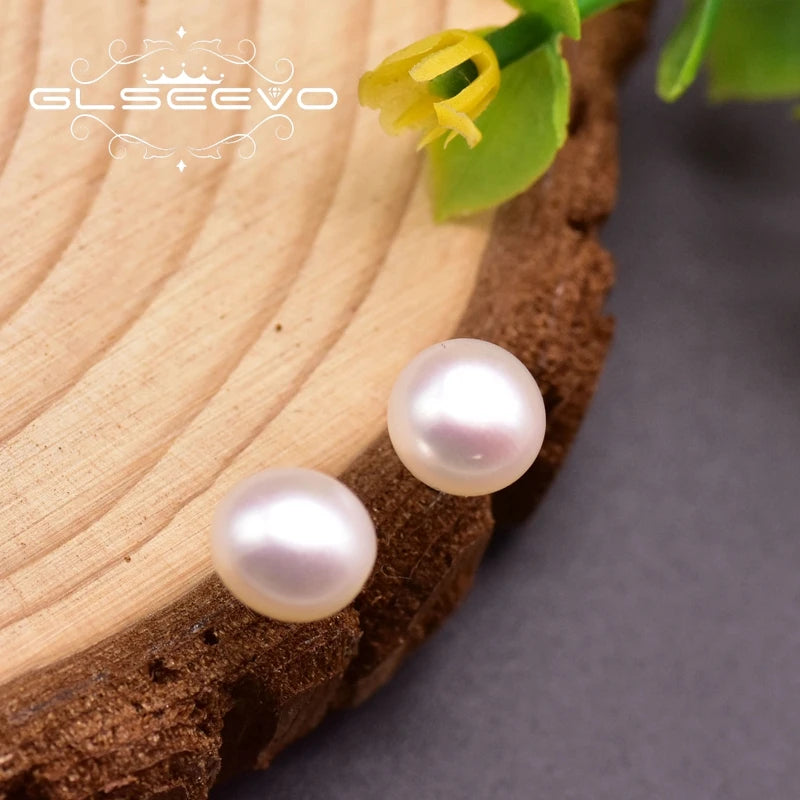 Fresh Water Small Pearl Stud Earrings for Daughter Girls Party Women Minimalism 925 Sterling Silver Jewelry