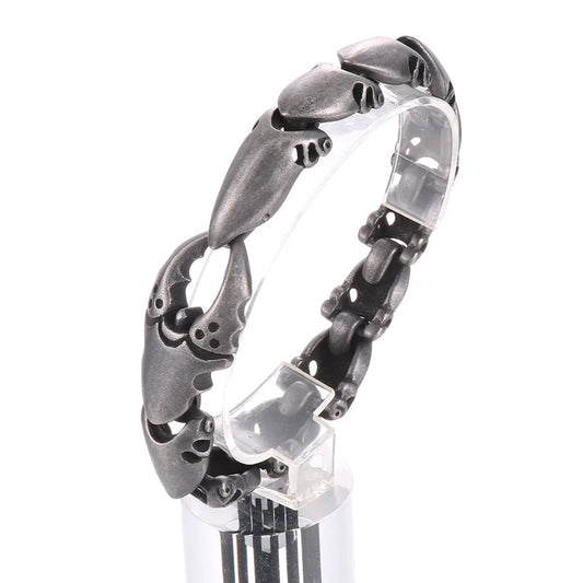 KALEN 225mm Men Punk Silver/Oxidized Black Stainless Steel Crab Claw Links Bracelets