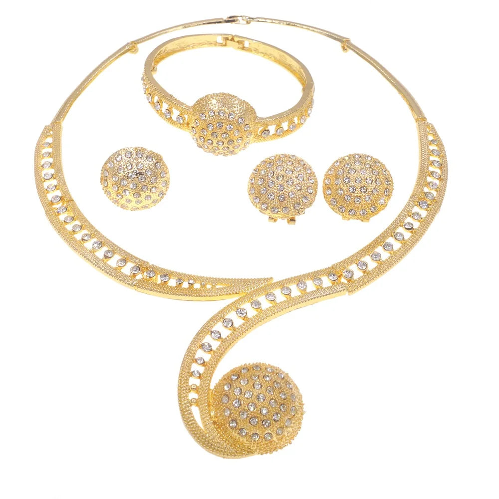 Zhuerrui Italian Gold Plated Jewelry Sets High Quality Brazilian Gold Jewelry Set Necklace Bracelet Chain Jewelry Set HC10022