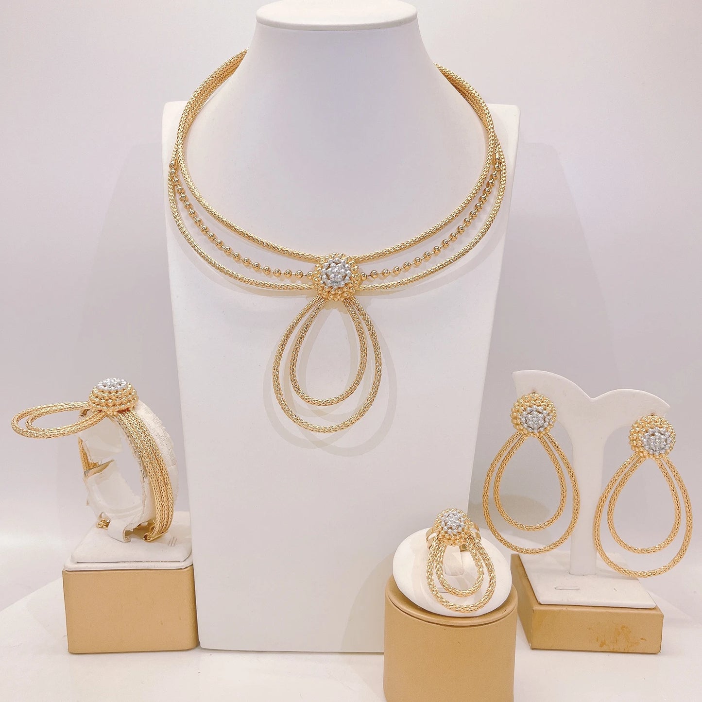 Zhuerrui Italiano Gold Designs Women Jewellery Set Party Fine Costume Jewelry Set Luxury Big Necklace Jewellery Sets X0004030