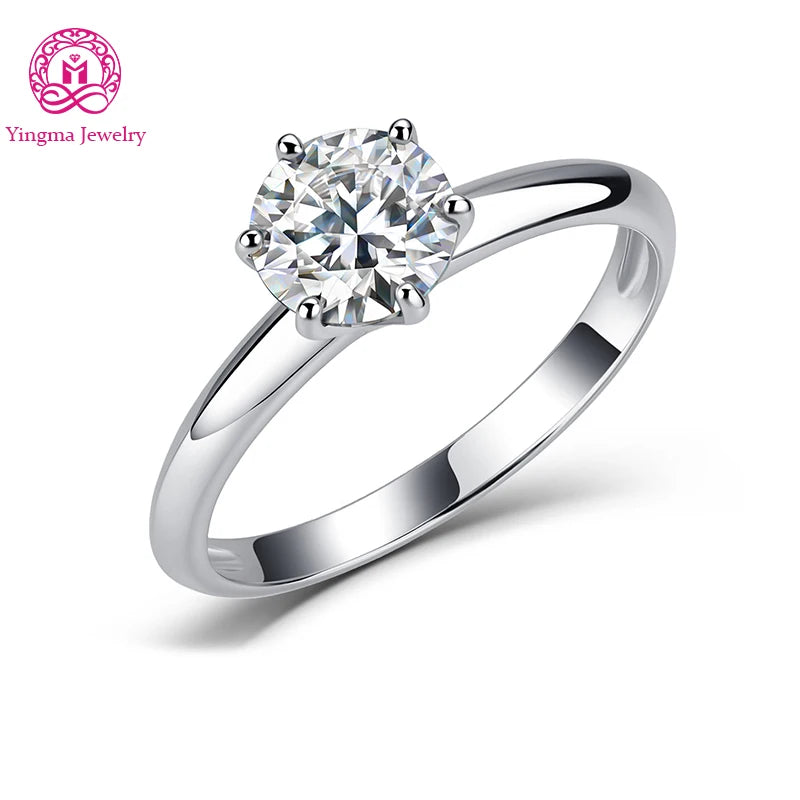 Gioiellieri Classic Six Prong Lab Grown Diamond Ring 2CT D VVS1 Plain Smooth Band 9K 10K 14K 18K Solid Gold Women Premium Fine Jewelry