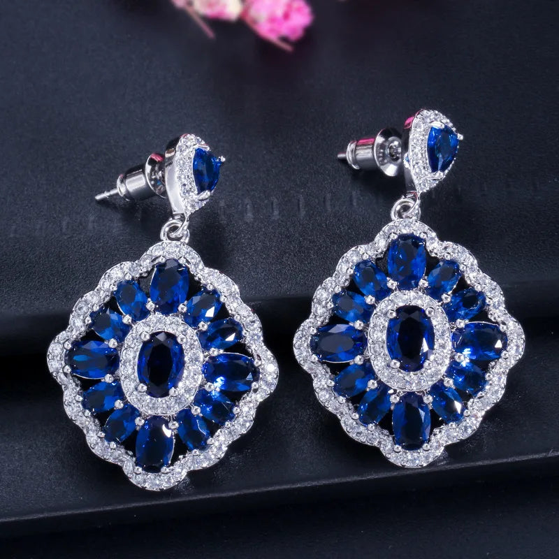 XOTICA Luxurious 925 Silver Drop Earrings for Women Multicolor Zirconia Wedding & Party Jewelry Earings-for Gift