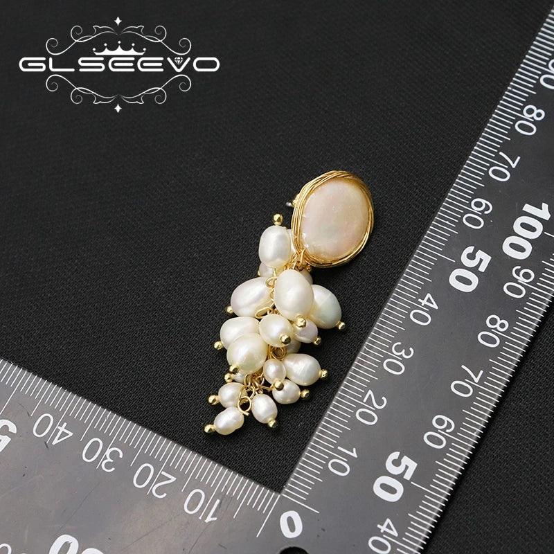 Freshwater Pearls Grape String Handmade Drop Earrings 2022 Luxury Baroque Gold Plated Dangle Earrings for Girls Women Jewellery