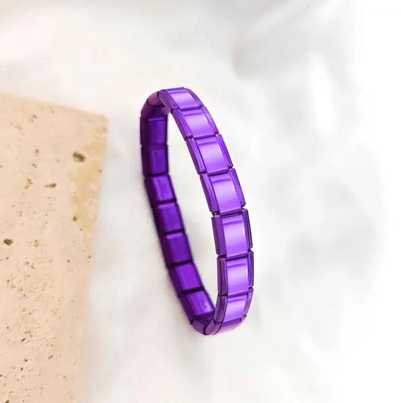 REBEL FASHIONISTA LAMOON Simple Colorful Width 9mm Elastic Link Chain Stainless Steel Bangle on Hand Jewelry DIY Making Italian Charm Bracelet