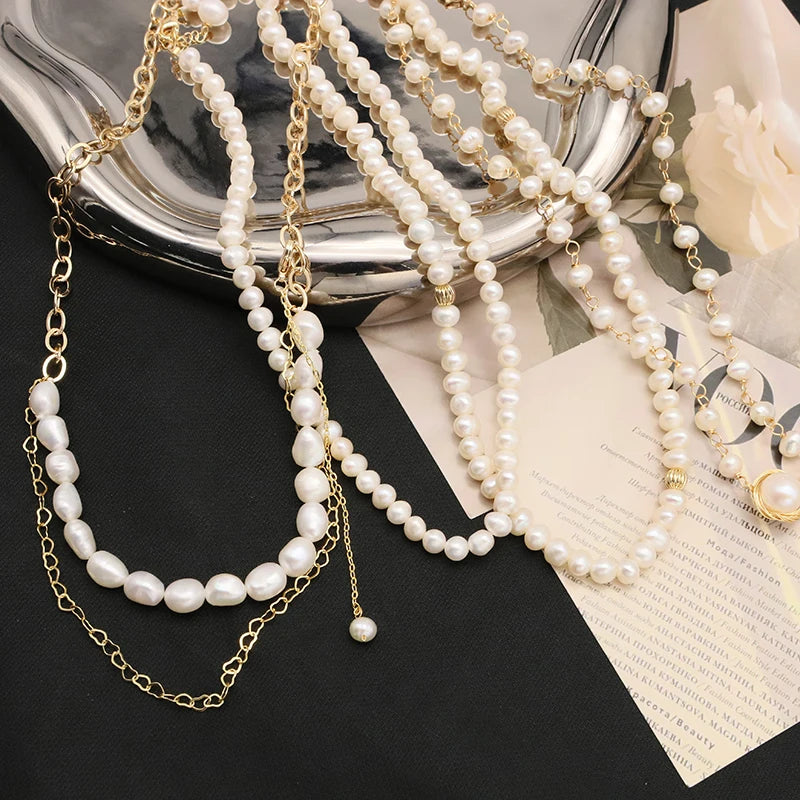 Natural Freshwater Pearl Necklace Simple Personalize Birthday Party Gifts Women Necklace Handmade Jewelry