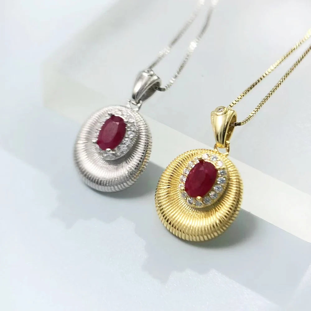 Gioiellieri Ruby Pendant for Necklace with Natural Red Gemstone 925 Sterling Silver July Birthstone Fine Jewelry Luxury Engagement Wedding