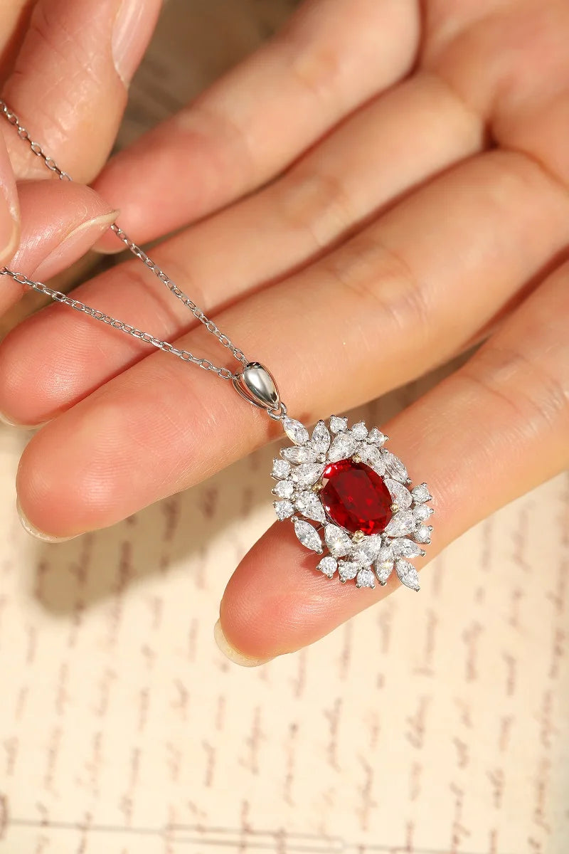 Gemfiori Oval 9*7mm 2.15ct Pigeon blood Lab Ruby 18k gold pendant Necklace Shenzhen custom jewelry manufacturer Wuzhou Gemfiori