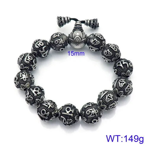 KALEN Wholesale Vintage Luxury Elastic Metal Chakra Beads Male Viking Bracelet
