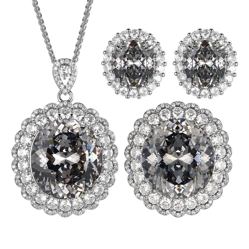 REDheart Flower Shape Zircon Jewelry Set Women's Trendy Gold Plated Copper Alloy for Wedding Engagement Party Gift