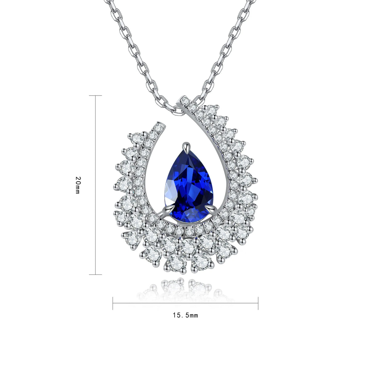 Gemfiori Anster 925 Sterling Silver High-quality Cultivated Sapphire Necklace - Suitable for Parties or As a Gift