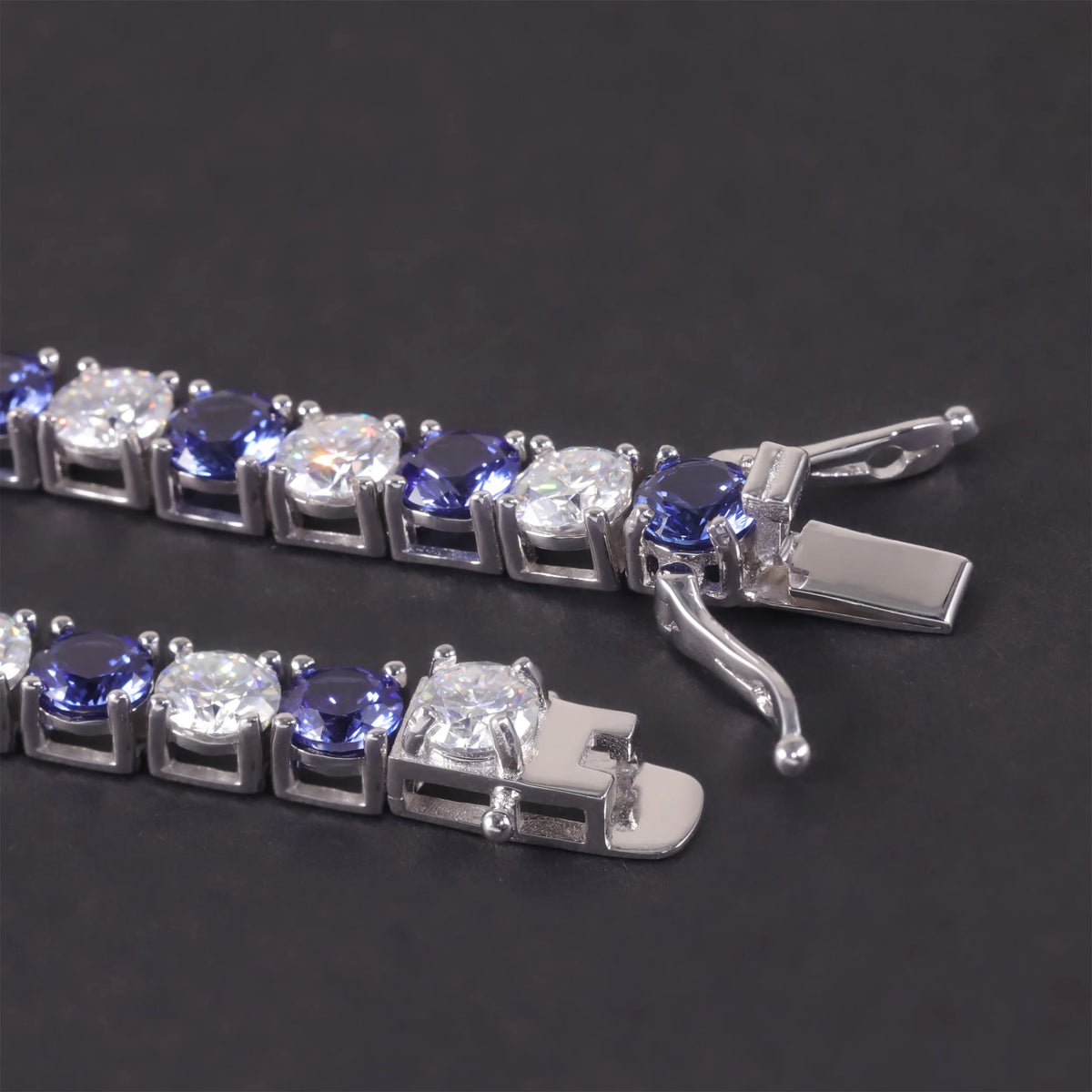 Gemfiori Abiding Customization 3mm 4mm 5mm 6.5IN 7IN 7.5IN 925 Silver Bracelets Lab Grown Sapphire & Moissanite Diamond Tennis Bracelet