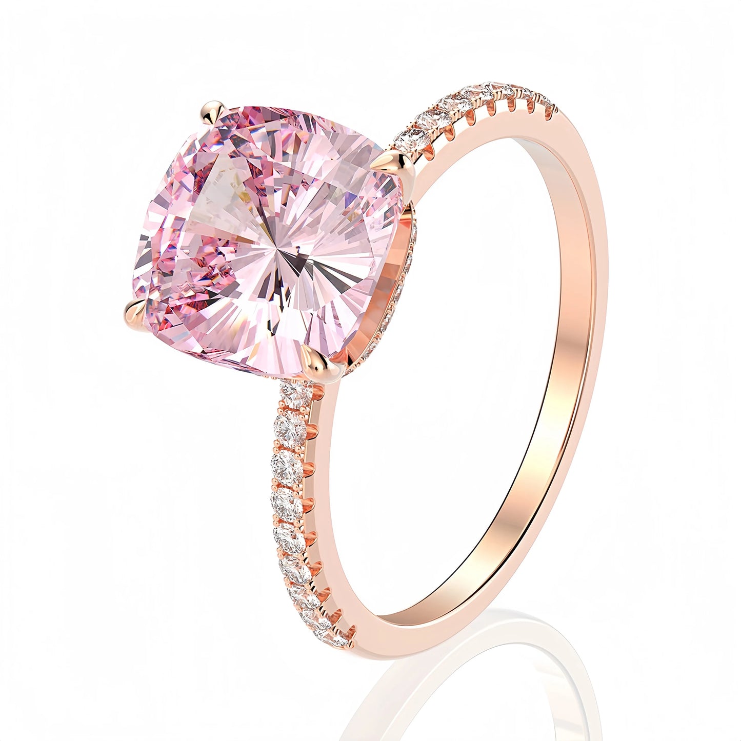 MUSHAN Jewelry Factory 925 Sterling Silver Rings 5ct Pink CZ Zircon High Carbon Diamond Engagement Ring Wedding Bands for Women