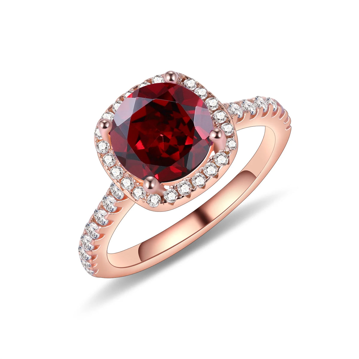 Gemfiori KH078 OEM ODM Factory Natural Gemstone Simulated Alexandrite Rose Gold Plated 925 Silver Halo Engagement Ring