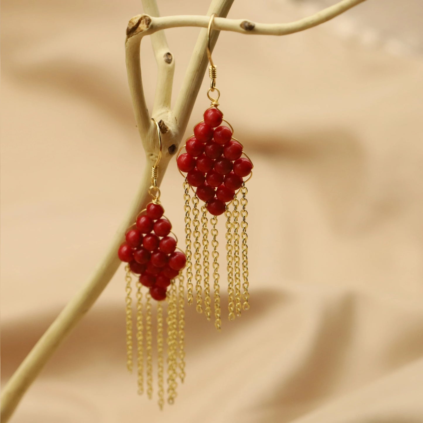 Red Coral Natural Pearls Fashion Accessories Set Fine Woman Ring Earrings Necklace Luxury Customized Jewelry Wedding