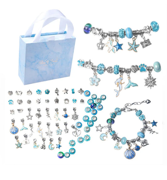 Wholesale 66PCS/Set Cartoon Kids DIY Bracelet Set with Jewelry Gift Box Fantasy Girls Charms Bracelet Making Kit Colorful