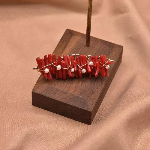 Red Coral Natural Pearls Fashion Accessories Set Fine Woman Ring Earrings Necklace Luxury Customized Jewelry Wedding