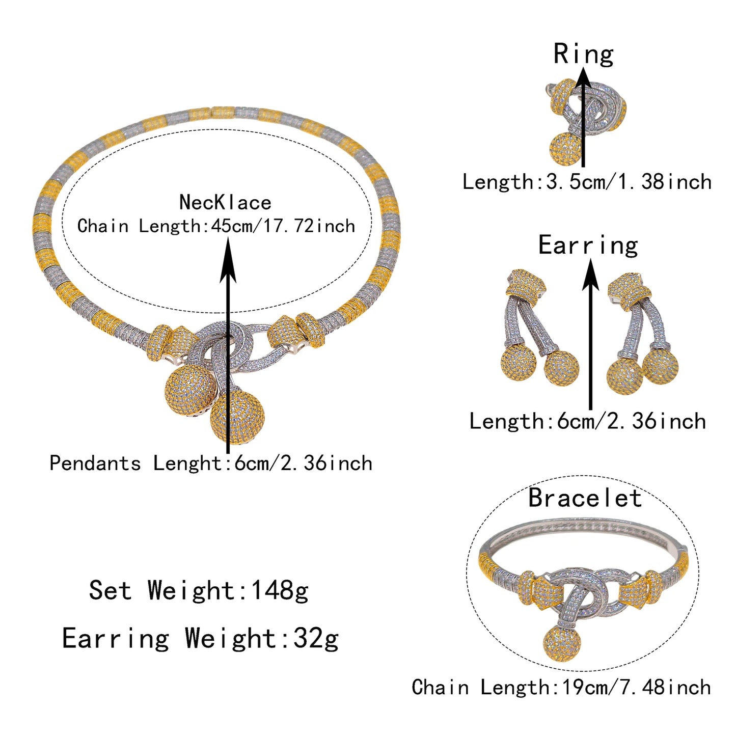 Zhuerrui Luxury American Diamond Jewelry Set for Women 5A Zirconia Gold Plated Copper No Tarnish Wedding Banquet Gift HZ25009220